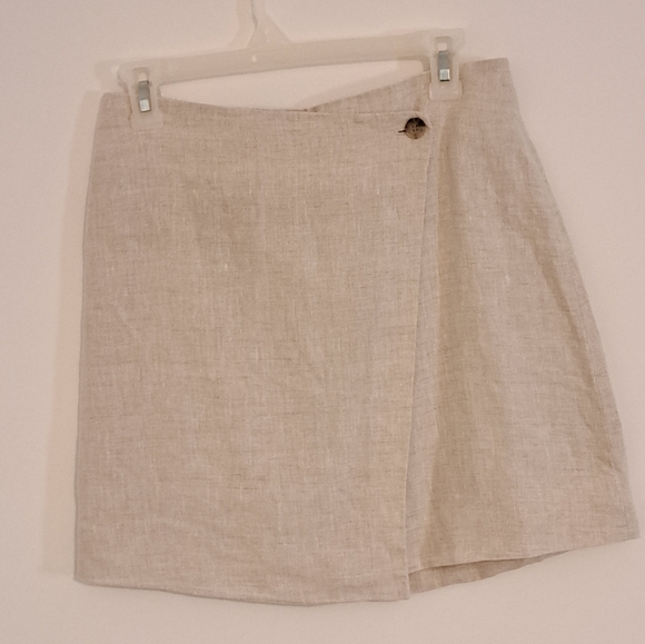 Banana Republic Linen Wrap Cream Mini Skirt Misses Size 4 - Picture 11 of 13